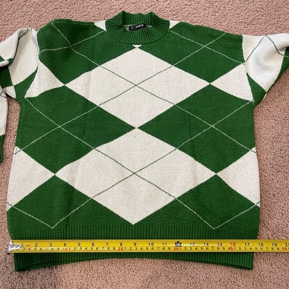 Women's SHEIN vintage vibes Argyle Pattern pullover crewneck sweater - Picture 10 of 12